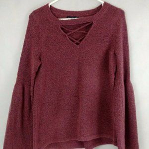 American Eagle Burgandy Flared Sleeve Sweater Sz M